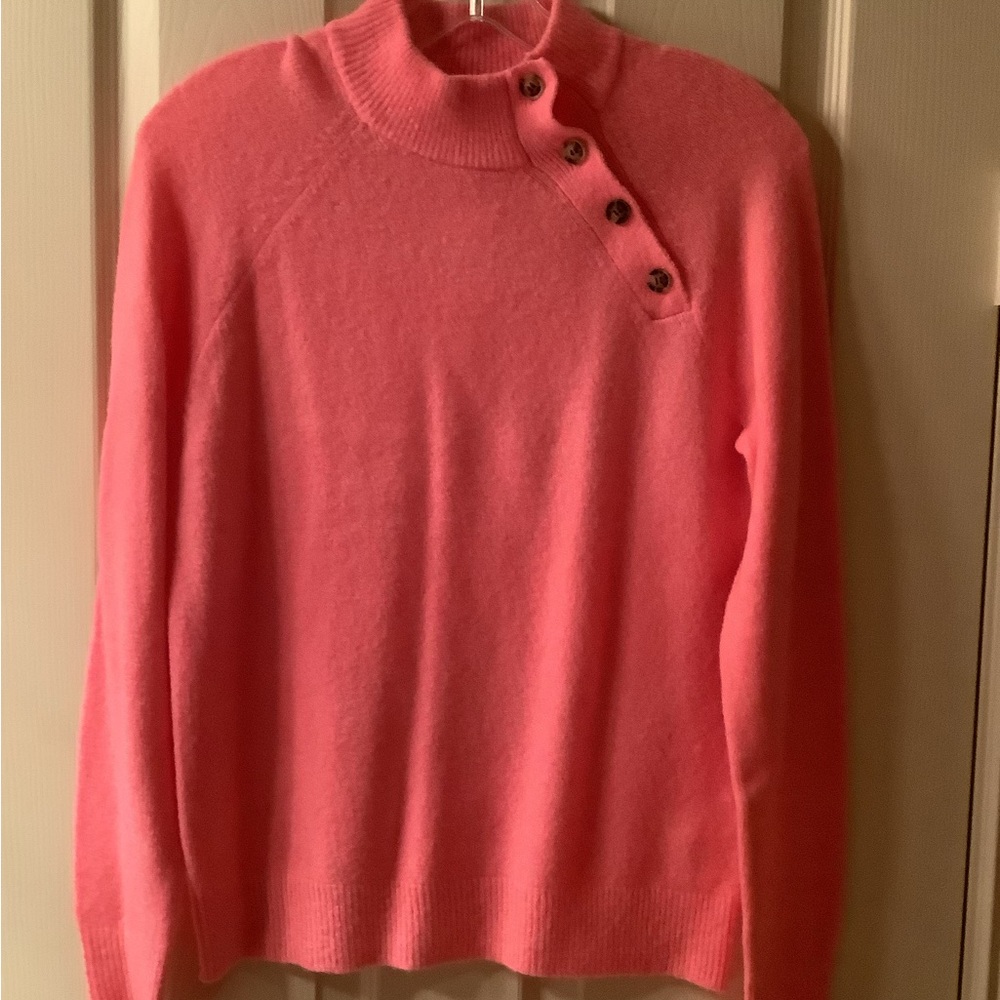 JCrew pink side button sweater
